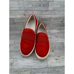 UGG Sammy Red Leather Slip On Sneakers 1112415 Women Size 9 Platform Loafers